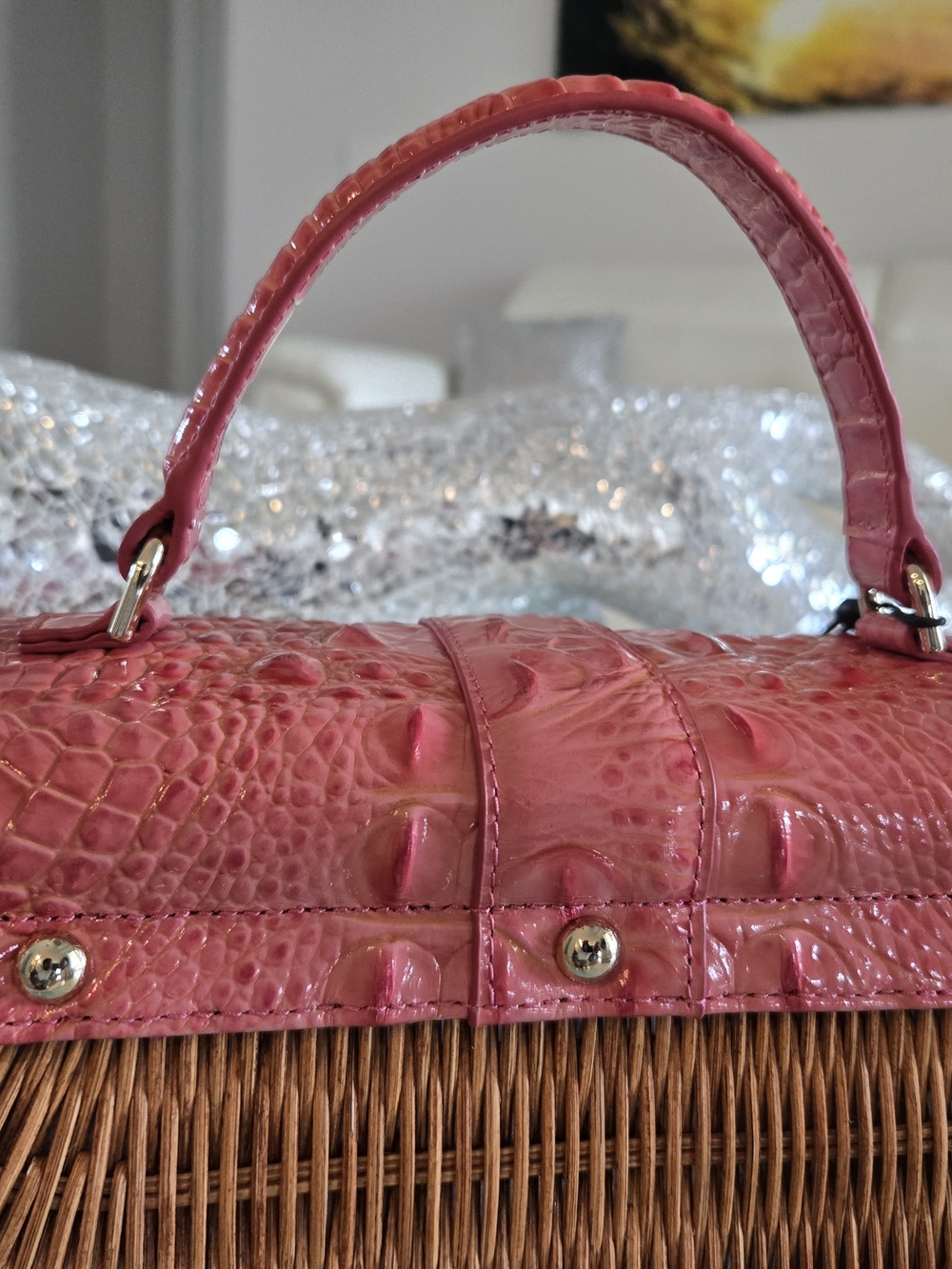 Brahmin RARE Maisie Wicker Genuine Leather Satchel NWT - Picture 6 of 13